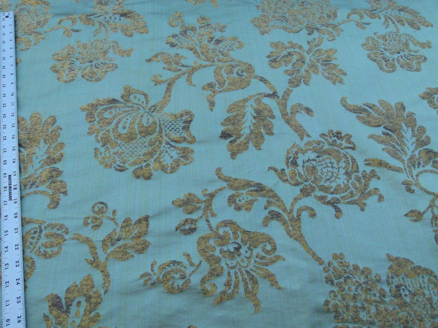 Scalamandre Samarcand Green Copper Gold Heavy Silk Damask  Old World Weavers MSRP USD 412