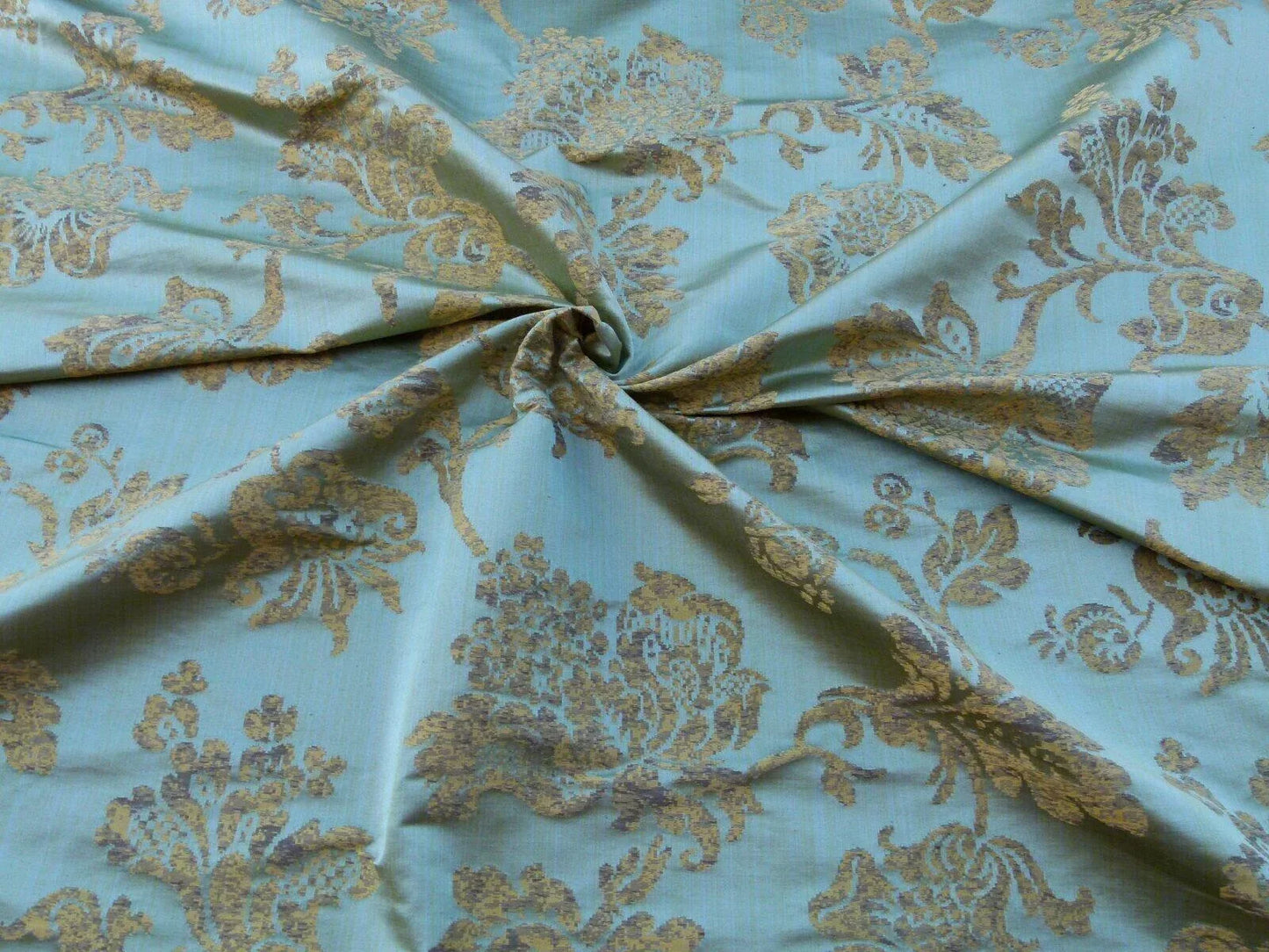 Scalamandre Samarcand Green Copper Gold Heavy Silk Damask  Old World Weavers MSRP USD 412