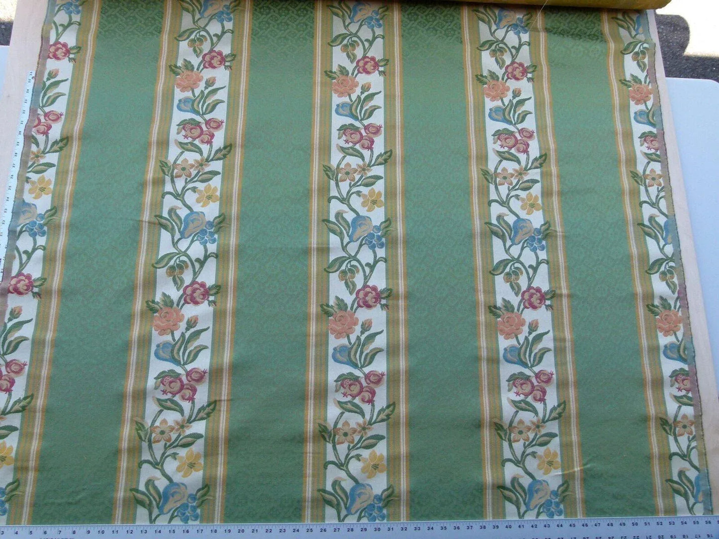 Scalamandre Salerno Green Grey Watkins Floral Pomegranate Pear Rose Stripe MSRP USD 152/Y