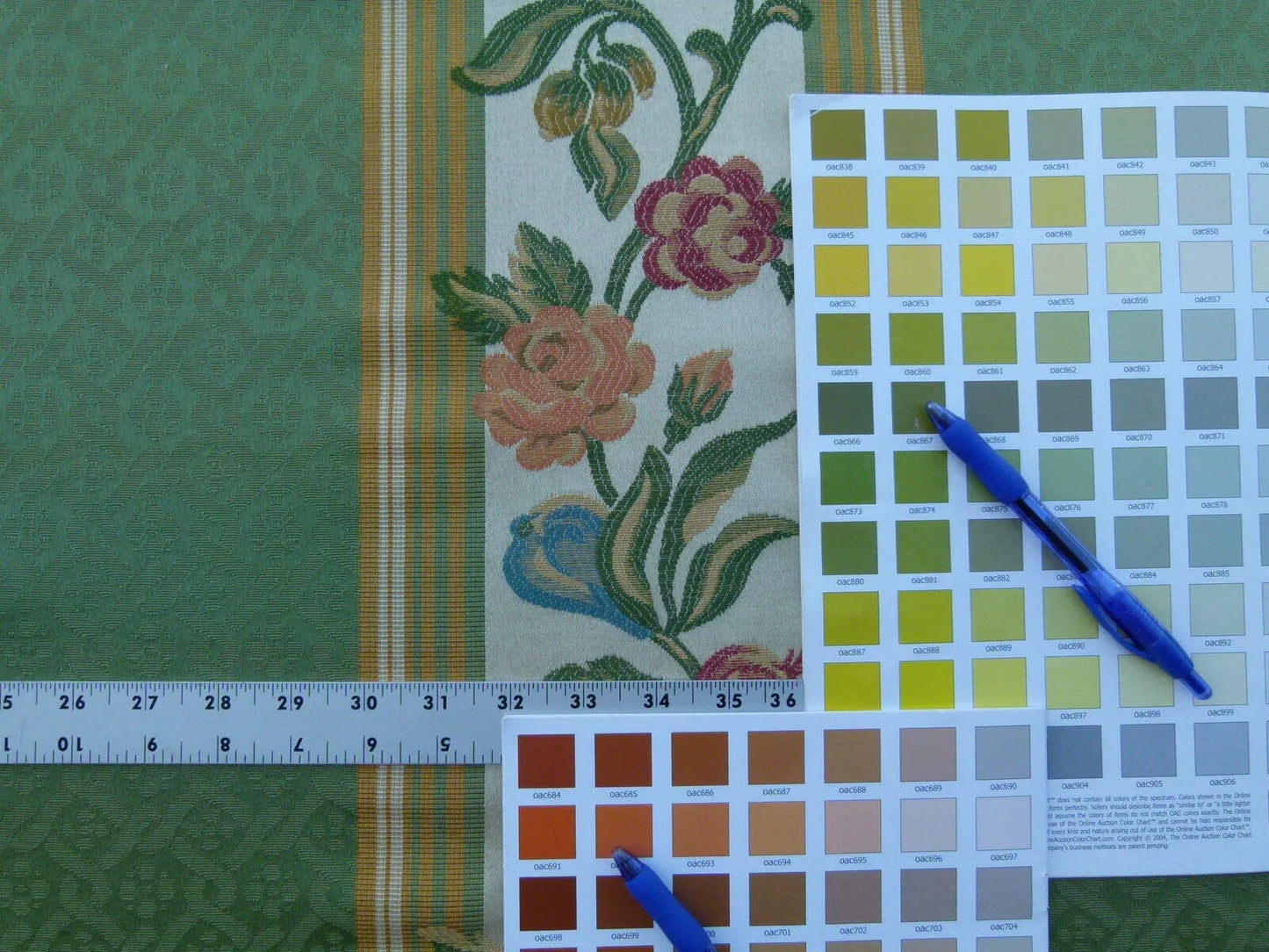 Scalamandre Salerno Green Grey Watkins Floral Pomegranate Pear Rose Stripe MSRP USD 152/Y