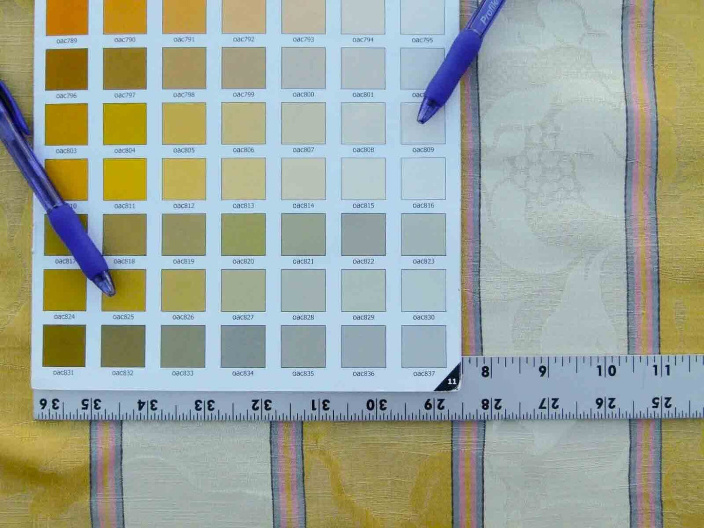 Scalamandre Damasko Rigato Damask Stripe Magnolia Gold Cream Pink Old World Weavers Fonthill MSRP USD 164/Y