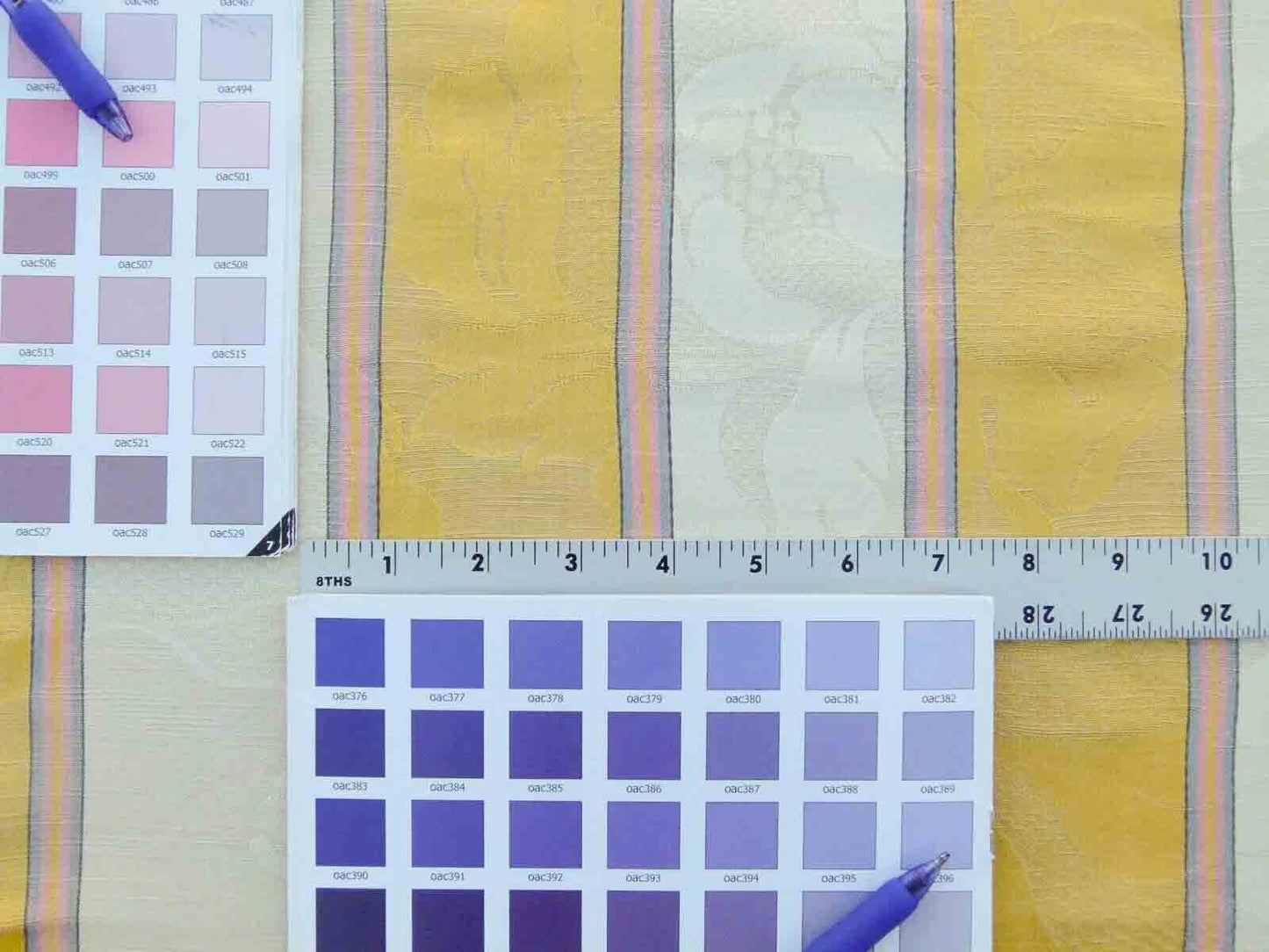 Scalamandre Damasko Rigato Damask Stripe Magnolia Gold Cream Pink Old World Weavers Fonthill MSRP USD 164/Y