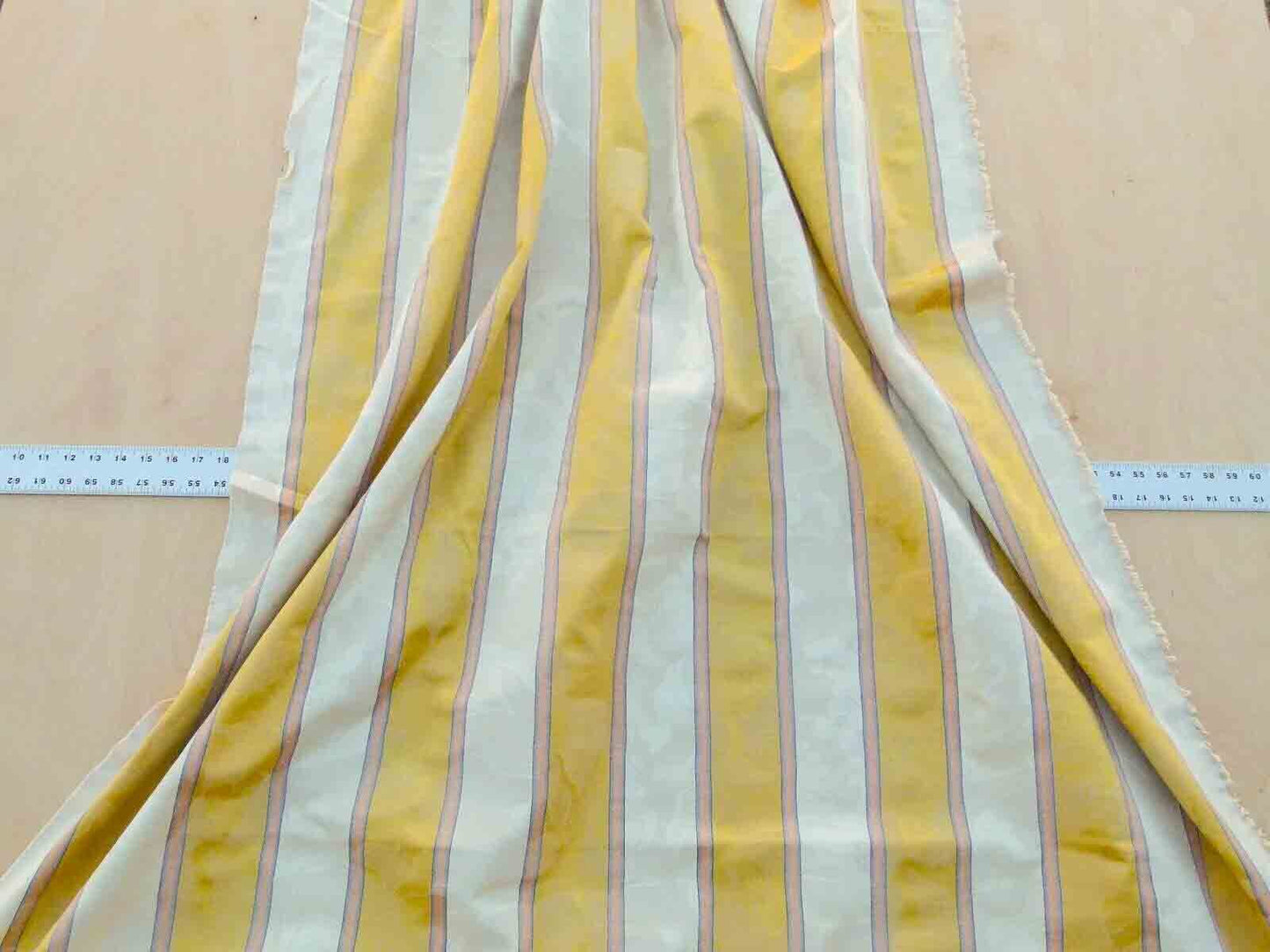 Scalamandre Damasko Rigato Damask Stripe Magnolia Gold Cream Pink Old World Weavers Fonthill MSRP USD 164/Y