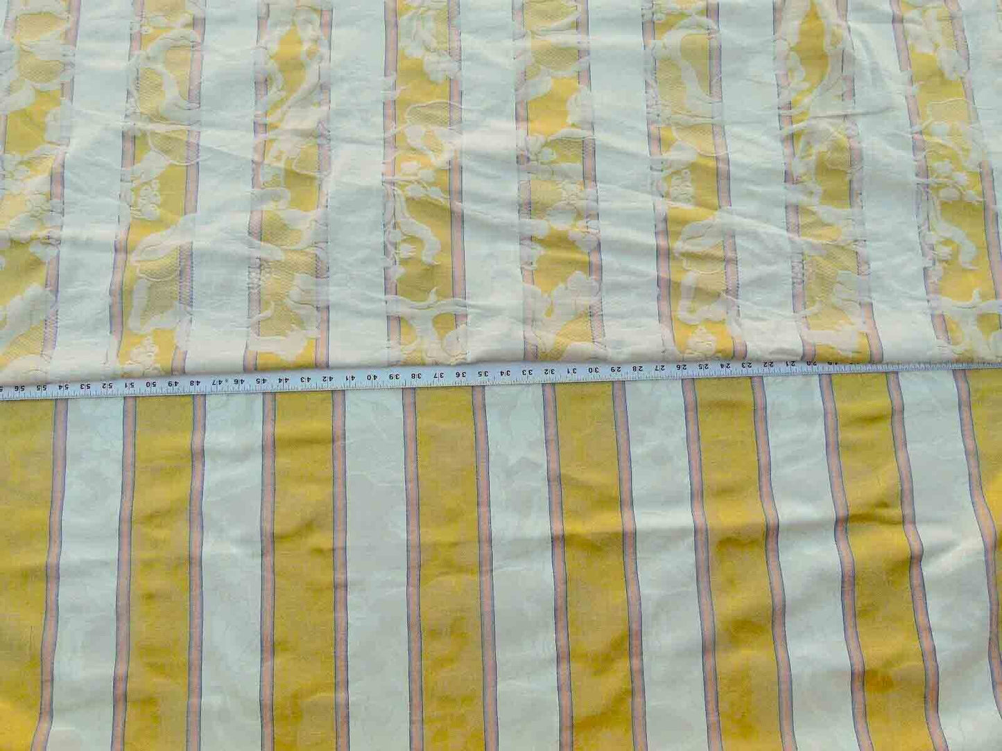 Scalamandre Damasko Rigato Damask Stripe Magnolia Gold Cream Pink Old World Weavers Fonthill MSRP USD 164/Y