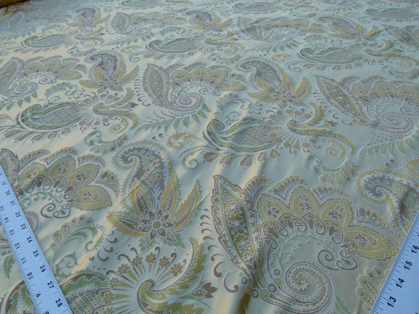 Scalamandre Douglas Fonthill Fern Gold Green Copper 100% Silk Paisley Old World Weavers MSRP USD 336/Y