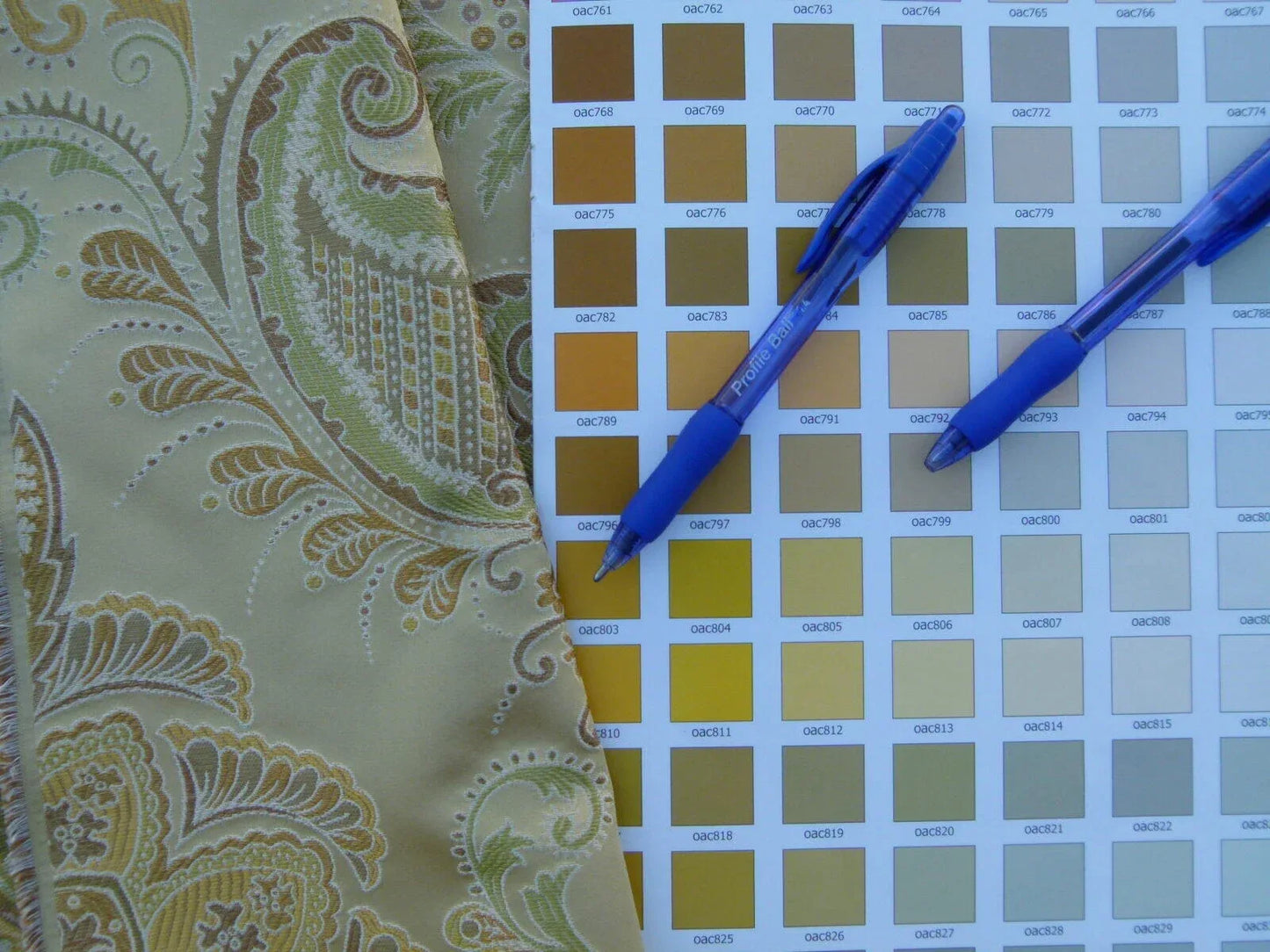 Scalamandre Douglas Fonthill Fern Gold Green Copper 100% Silk Paisley Old World Weavers MSRP USD 336/Y