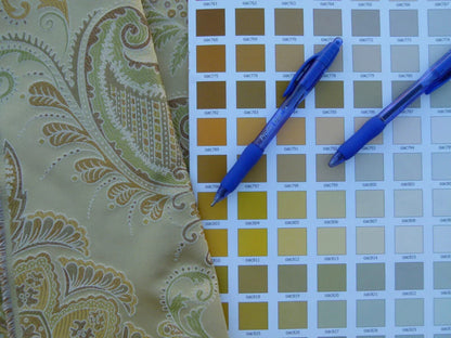 Scalamandre Douglas Fonthill Fern Gold Green Copper 100% Silk Paisley Old World Weavers MSRP USD 336/Y