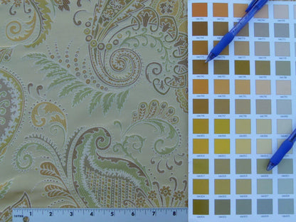 Scalamandre Douglas Fonthill Fern Gold Green Copper 100% Silk Paisley Old World Weavers MSRP USD 336/Y