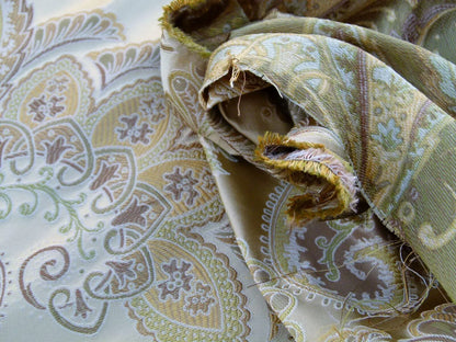 Scalamandre Douglas Fonthill Fern Gold Green Copper 100% Silk Paisley Old World Weavers MSRP USD 336/Y