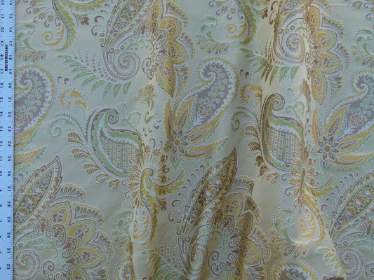 Scalamandre Douglas Fonthill Fern Gold Green Copper 100% Silk Paisley Old World Weavers MSRP USD 336/Y