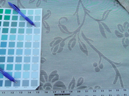 Scalamandre Romantic Sapporo Aqua Blue Brown Silk Linen Lampas MSRP USD 516/y Superb Weight! Vine