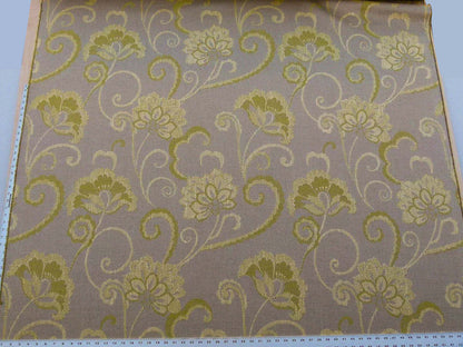 Scalamandre Slovenia Lime Green Large Crewel Flower Lampas Fr Italy Old World Weavers MSRP USD 290/Y