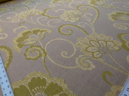 Scalamandre Slovenia Lime Green Large Crewel Flower Lampas Fr Italy Old World Weavers MSRP USD 290/Y