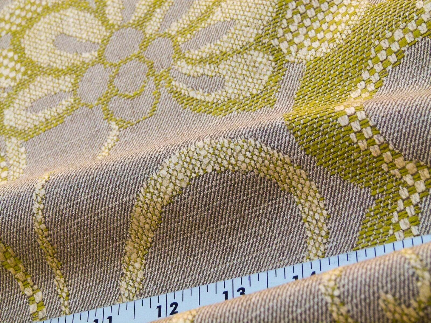 Scalamandre Slovenia Lime Green Large Crewel Flower Lampas Fr Italy Old World Weavers MSRP USD 290/Y