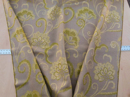Scalamandre Slovenia Lime Green Large Crewel Flower Lampas Fr Italy Old World Weavers MSRP USD 290/Y