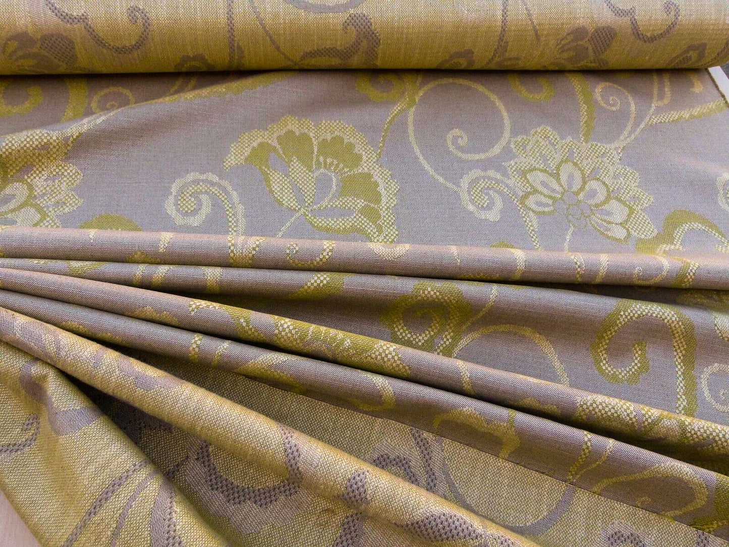 Scalamandre Slovenia Lime Green Large Crewel Flower Lampas Fr Italy Old World Weavers MSRP USD 290/Y