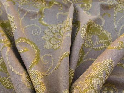 Scalamandre Slovenia Lime Green Large Crewel Flower Lampas Fr Italy Old World Weavers MSRP USD 290/Y