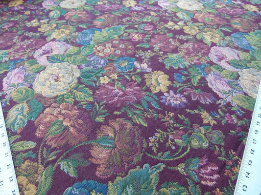 Scalamandre Veronica Wine Red Rembrandt Rose Carnation Bouquet Red Green Pink Blue Old World Weavers Traditional Flower Tapestry MSRP USD 188