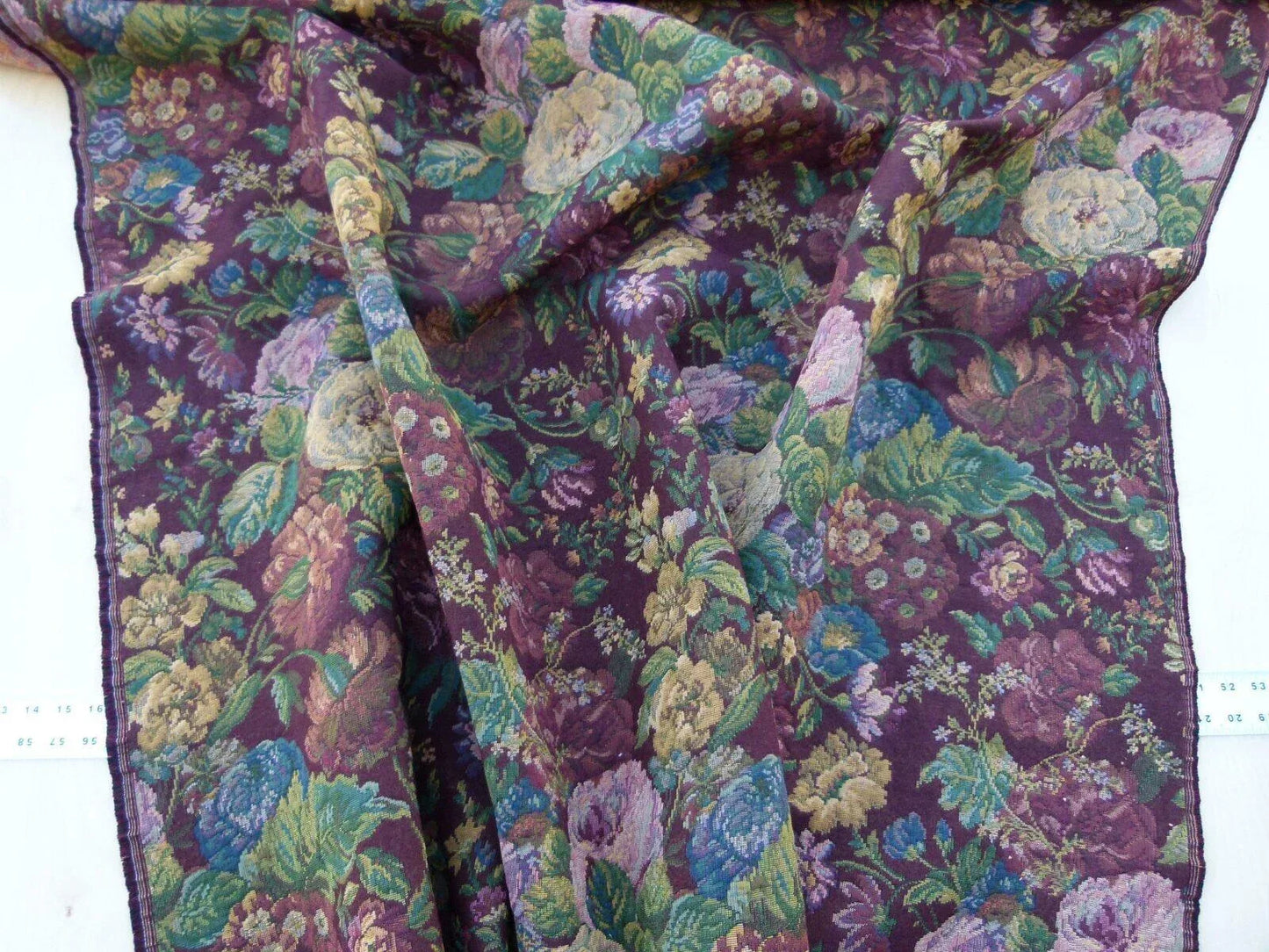 Scalamandre Veronica Wine Red Rembrandt Rose Carnation Bouquet Red Green Pink Blue Old World Weavers Traditional Flower Tapestry MSRP USD 188