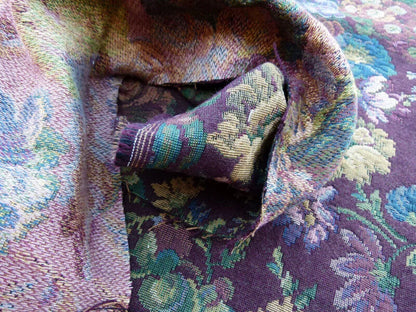 Scalamandre Veronica Wine Red Rembrandt Rose Carnation Bouquet Red Green Pink Blue Old World Weavers Traditional Flower Tapestry MSRP USD 188