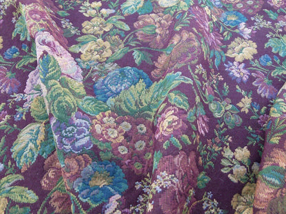 Scalamandre Veronica Wine Red Rembrandt Rose Carnation Bouquet Red Green Pink Blue Old World Weavers Traditional Flower Tapestry MSRP USD 188