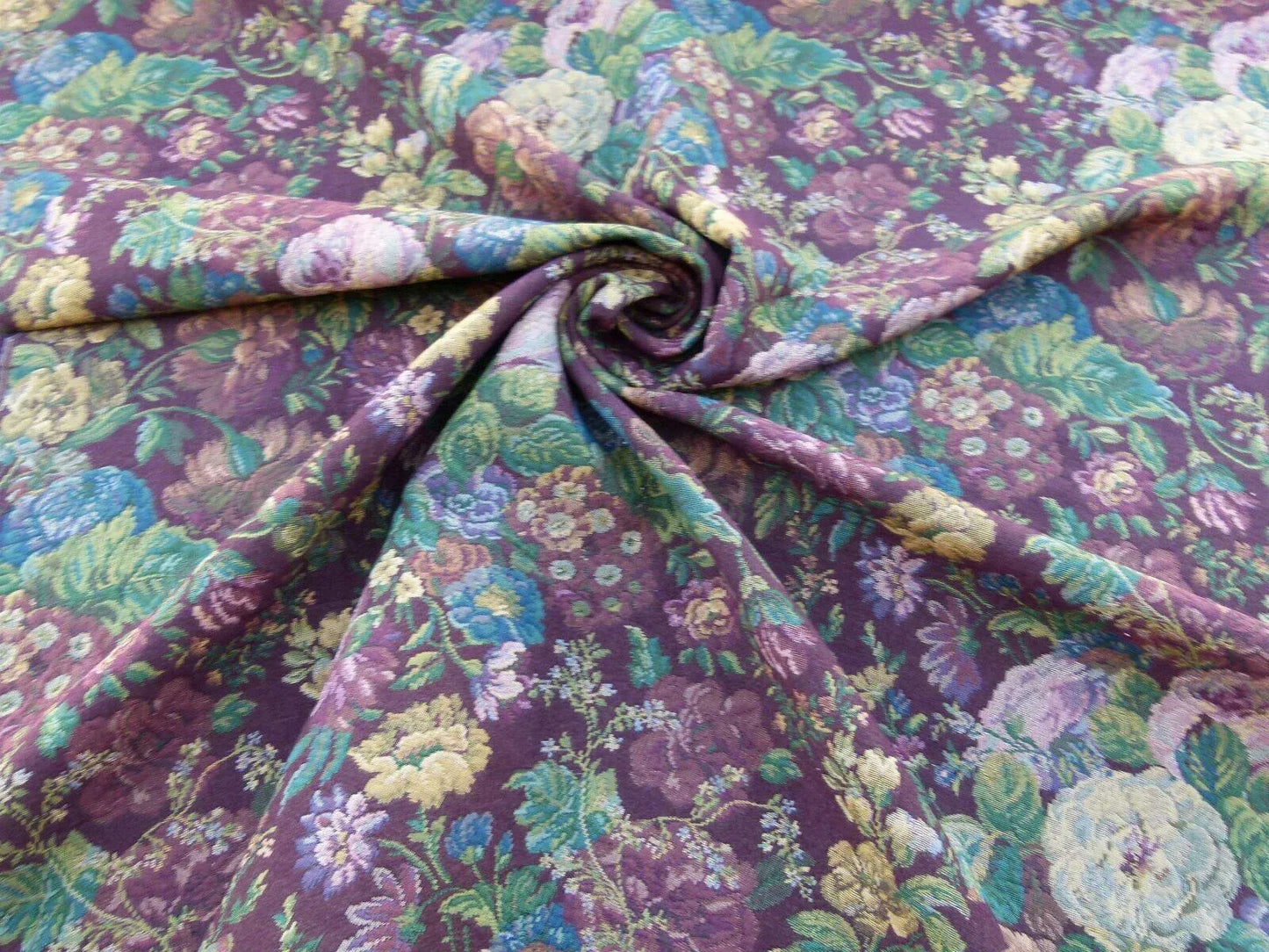 Scalamandre Veronica Wine Red Rembrandt Rose Carnation Bouquet Red Green Pink Blue Old World Weavers Traditional Flower Tapestry MSRP USD 188