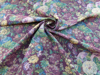 Scalamandre Veronica Wine Red Rembrandt Rose Carnation Bouquet Red Green Pink Blue Old World Weavers Traditional Flower Tapestry MSRP USD 188