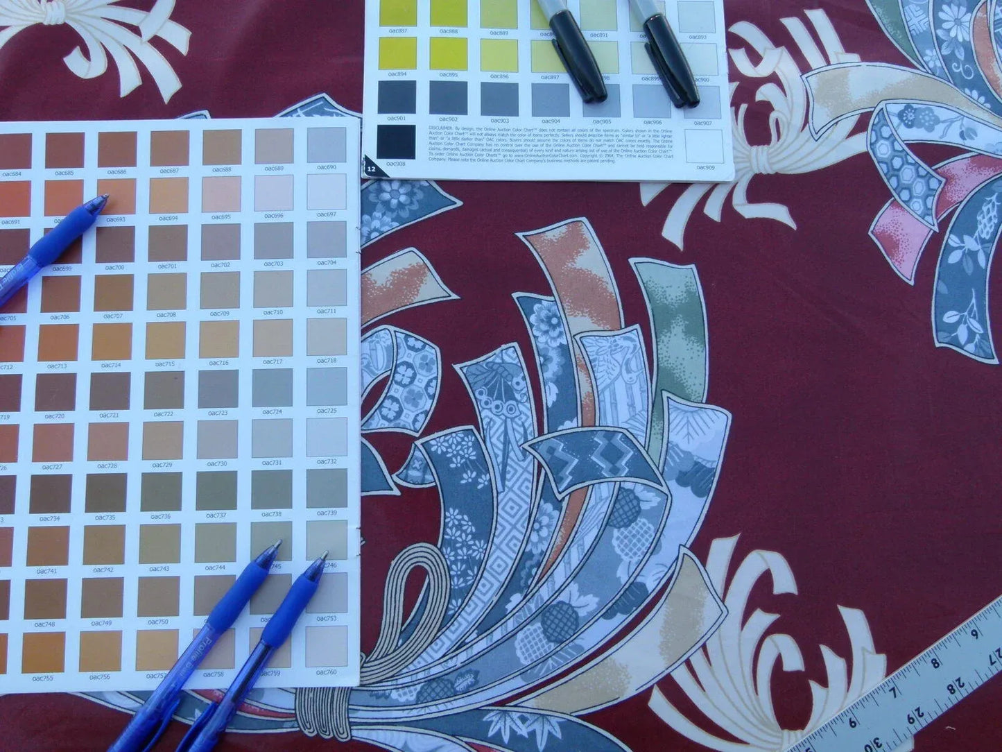 Scalamandre Museum Quality! Noshi Grey Watkinds Imari Red Japanese Kimono Inpsired Chintz Old World Weavers MSRP USD 168