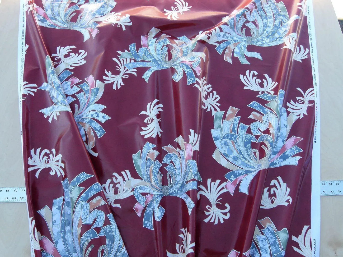 Scalamandre Museum Quality! Noshi Grey Watkinds Imari Red Japanese Kimono Inpsired Chintz Old World Weavers MSRP USD 168