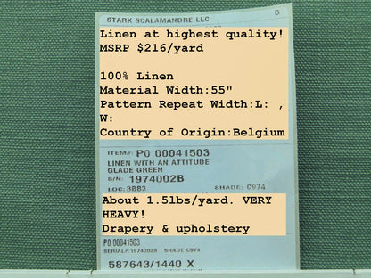 Scalamandre Grey Watkins Linen With An Attitude Glade Green Solid Best Linen Solid From Belgium MSRP USD 216/y!