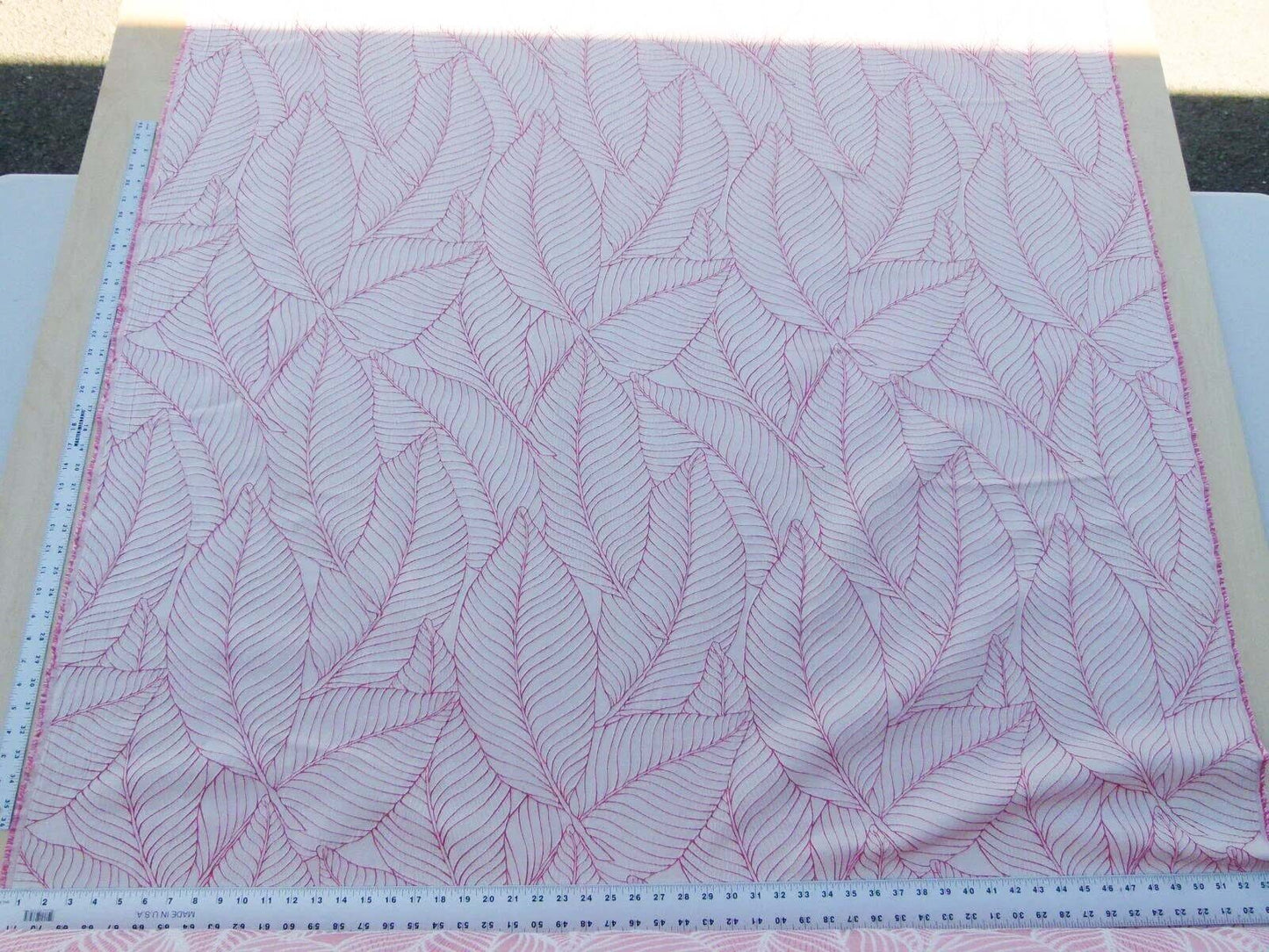 Scalamandre Sagamore Hill Coral Pink Silk Lampas Tropical Foliage Old World Weavers MSRP USD 492/Y