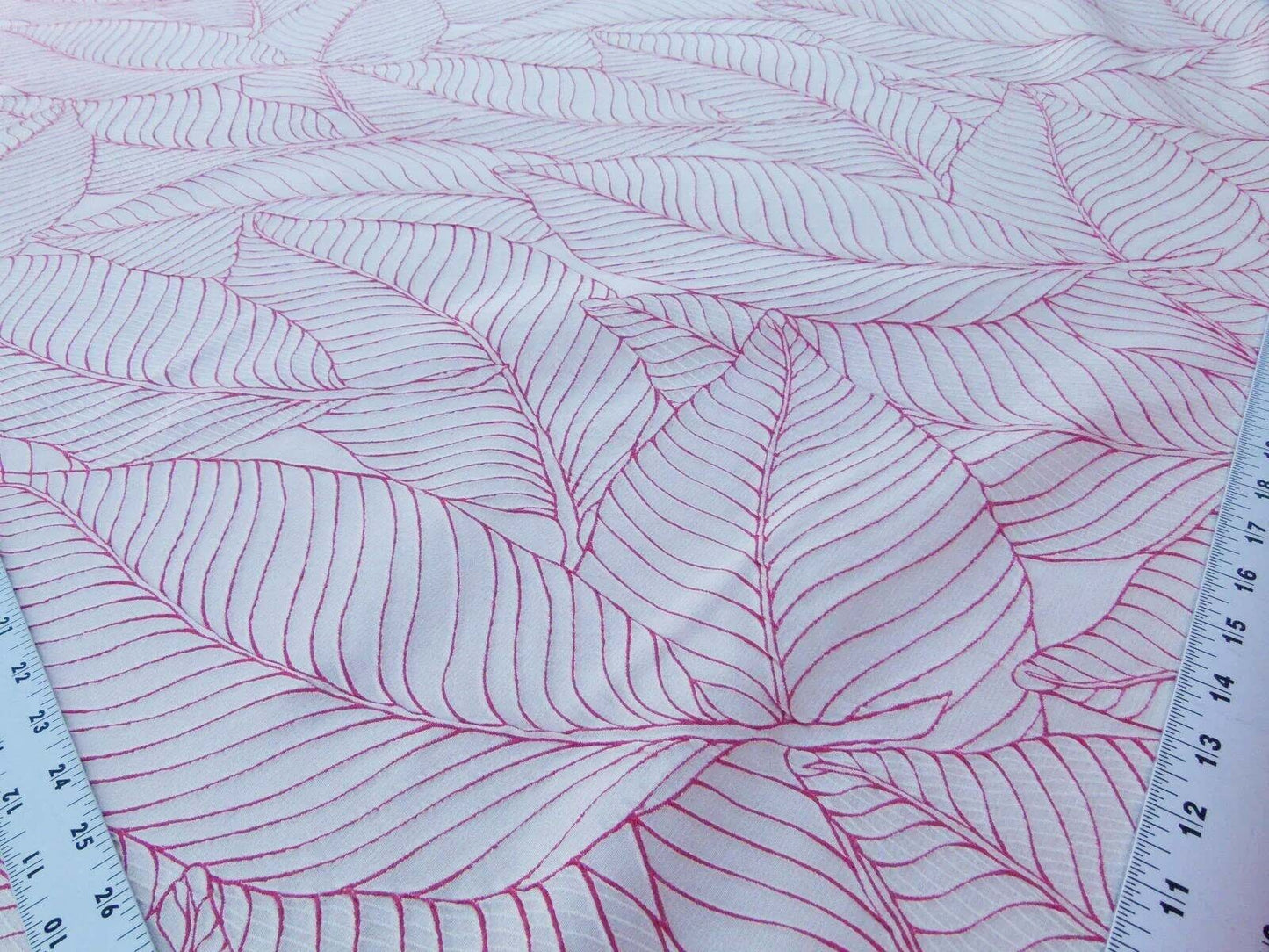 Scalamandre Sagamore Hill Coral Pink Silk Lampas Tropical Foliage Old World Weavers MSRP USD 492/Y