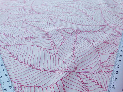 Scalamandre Sagamore Hill Coral Pink Silk Lampas Tropical Foliage Old World Weavers MSRP USD 492/Y