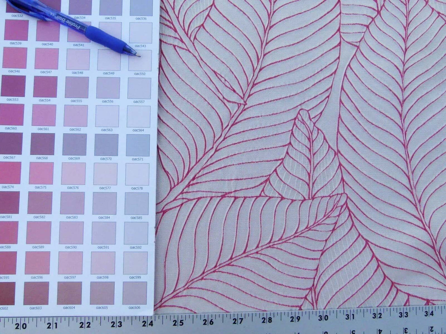 Scalamandre Sagamore Hill Coral Pink Silk Lampas Tropical Foliage Old World Weavers MSRP USD 492/Y