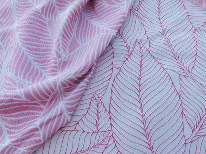Scalamandre Sagamore Hill Coral Pink Silk Lampas Tropical Foliage Old World Weavers MSRP USD 492/Y