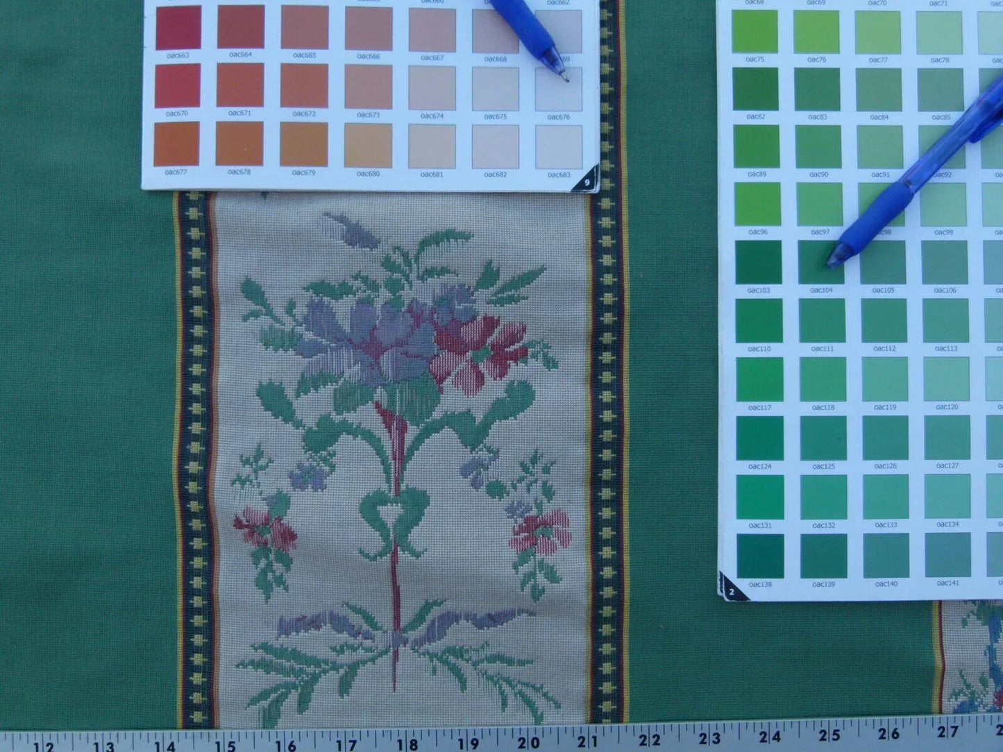 By Yd Scalamandre Fonthill Josephine  Multi/green White Cotton Floral Stripe MSRP USD 204/Y