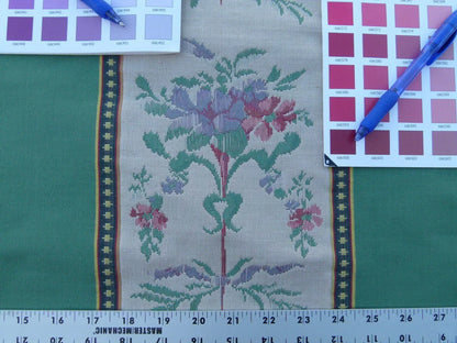 By Yd Scalamandre Fonthill Josephine  Multi/green White Cotton Floral Stripe MSRP USD 204/Y