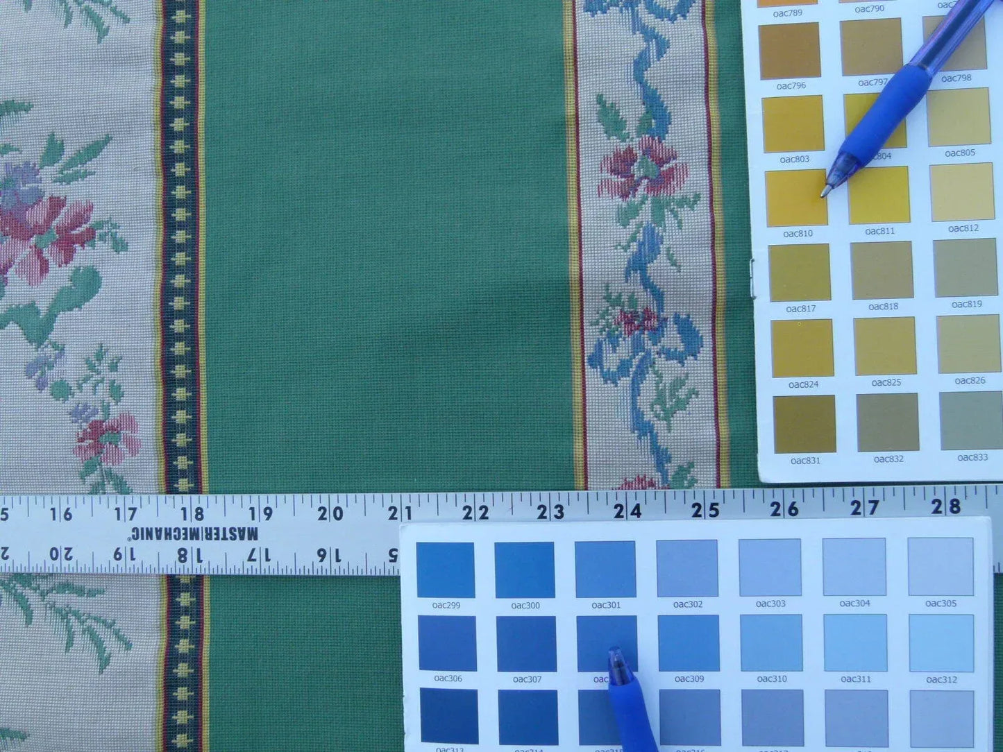 By Yd Scalamandre Fonthill Josephine  Multi/green White Cotton Floral Stripe MSRP USD 204/Y