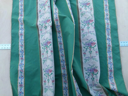 By Yd Scalamandre Fonthill Josephine  Multi/green White Cotton Floral Stripe MSRP USD 204/Y