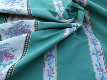 By Yd Scalamandre Fonthill Josephine  Multi/green White Cotton Floral Stripe MSRP USD 204/Y
