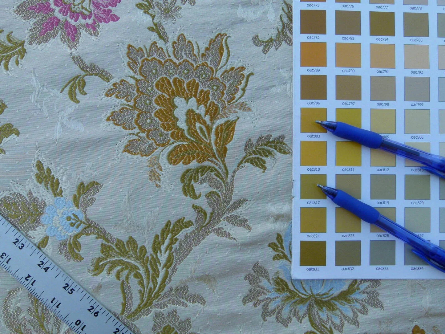 By Yd Scalamandre Old World Weavers Allegra Lampas II Candlelight Silk Oww Heavy MSRP USD 796/Y!