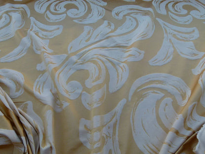 By Yd Scalamandre Duquette Fh Gold Old World Weavers Silk Damask Swirl MSRP USD 284/Y