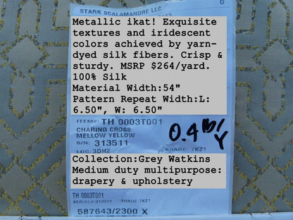 By Yd Scalamandre Charing Cross Gw Mellow Yellow Grey Watkins Iridescent MSRP USD 264/Y