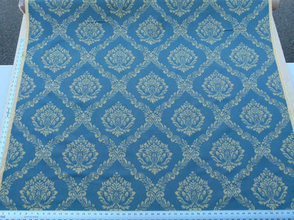 Scalamandre  Old World Weavers Cortona Damask Bleu Blue Tan Grey Watkins Renaissance Cotton Rayon