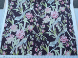 Scalamandre Devon Chocolate Black Deep Brown Chinoiserie Bird Flower Print Old World Weavers