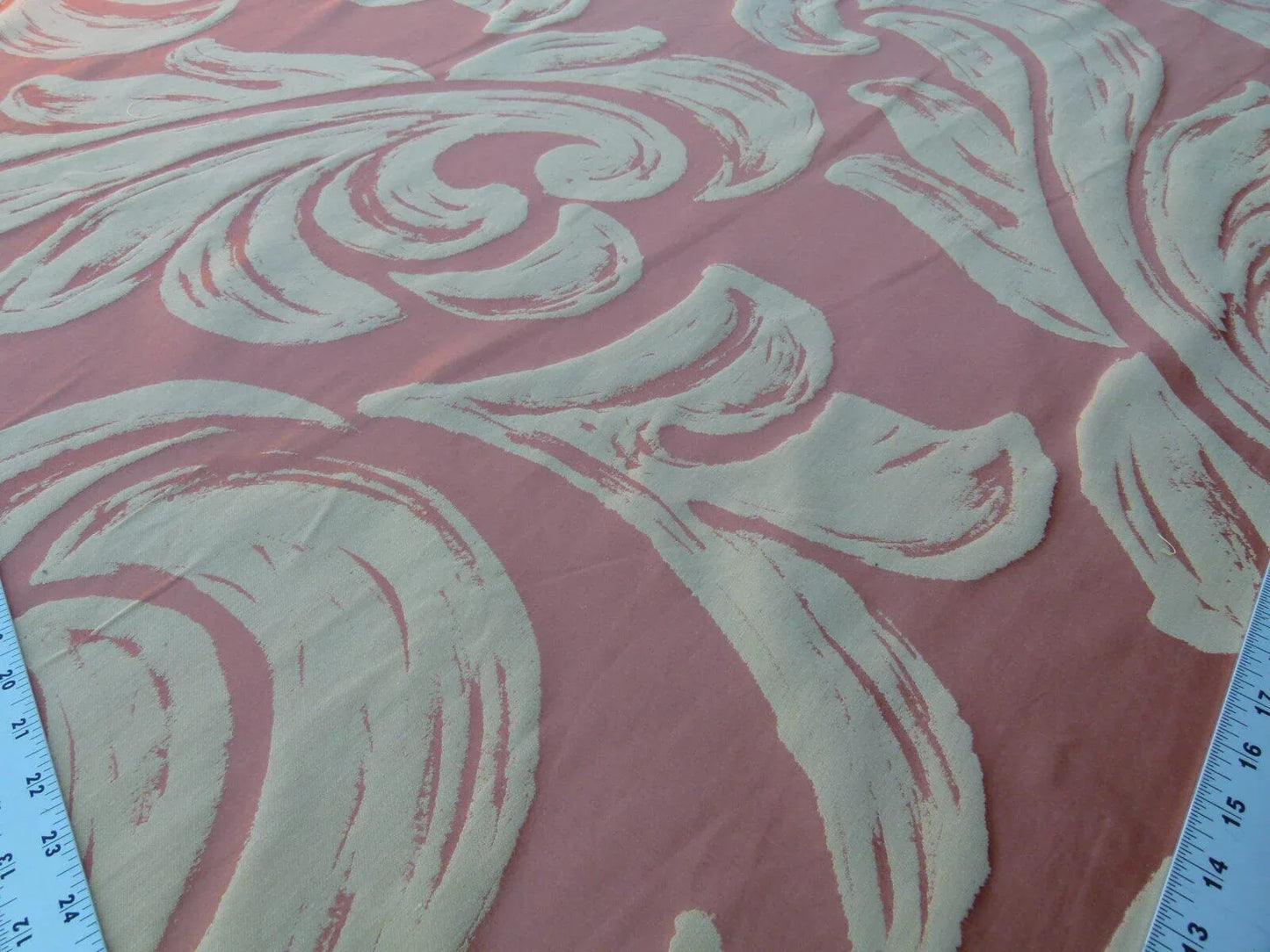 By Yd Scalamandre Duquette Fonthill Peach Blossom Old World Weavers Silk Damask Swirl MSRP USD 284/Y
