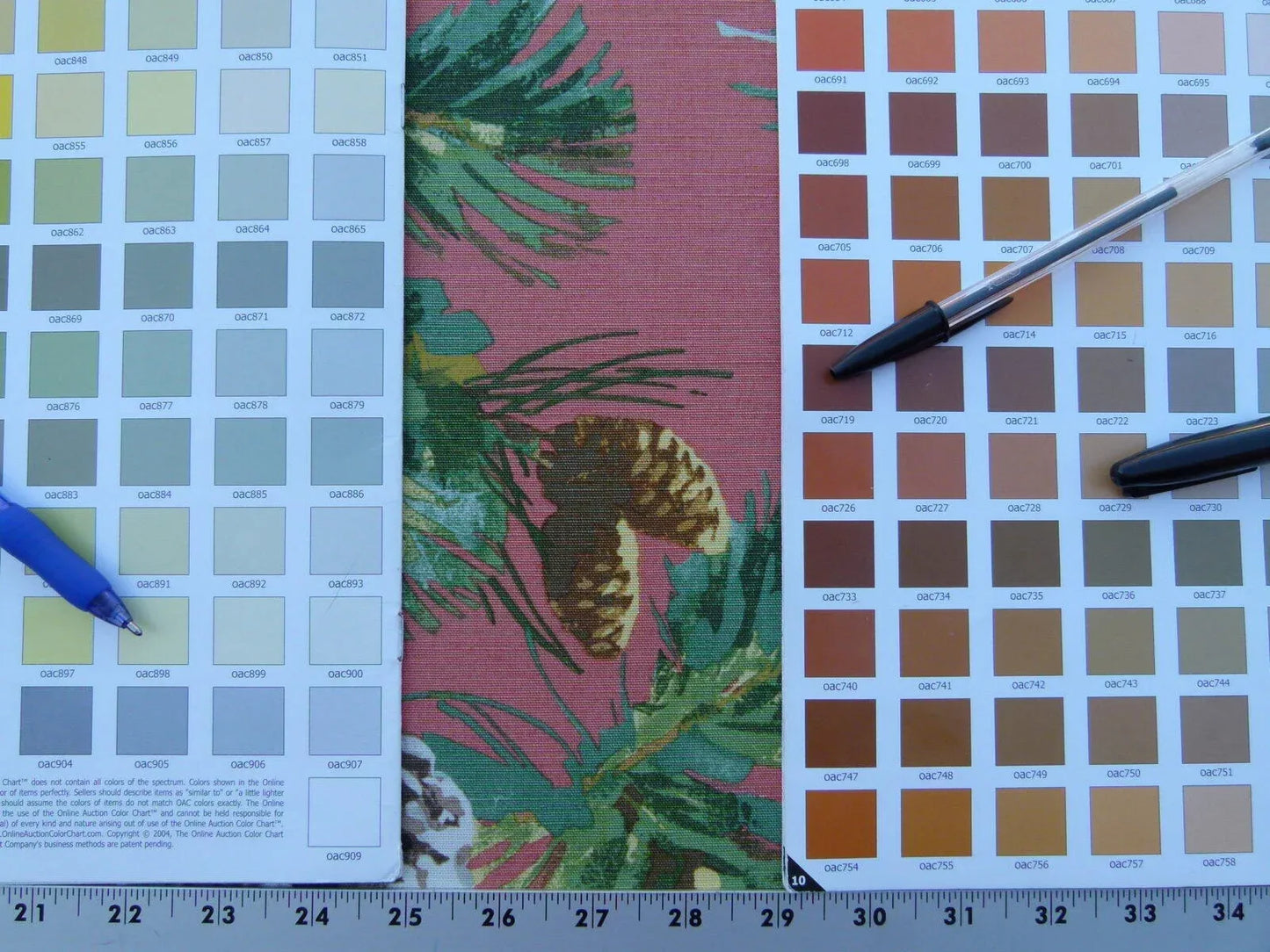 By Yd Scalamandre Evergreen Gw Salmon Pine Cone Hand Printed MSRP USD 441/Y