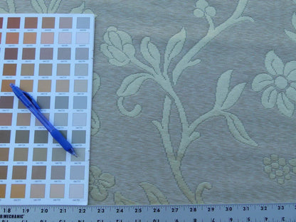 Scalamandre Old World Weavers Romantic Sapporo Cream Fennel Green  Gold Silk Linen Lampas MSRP USD 516/y Superb Weight! Vine