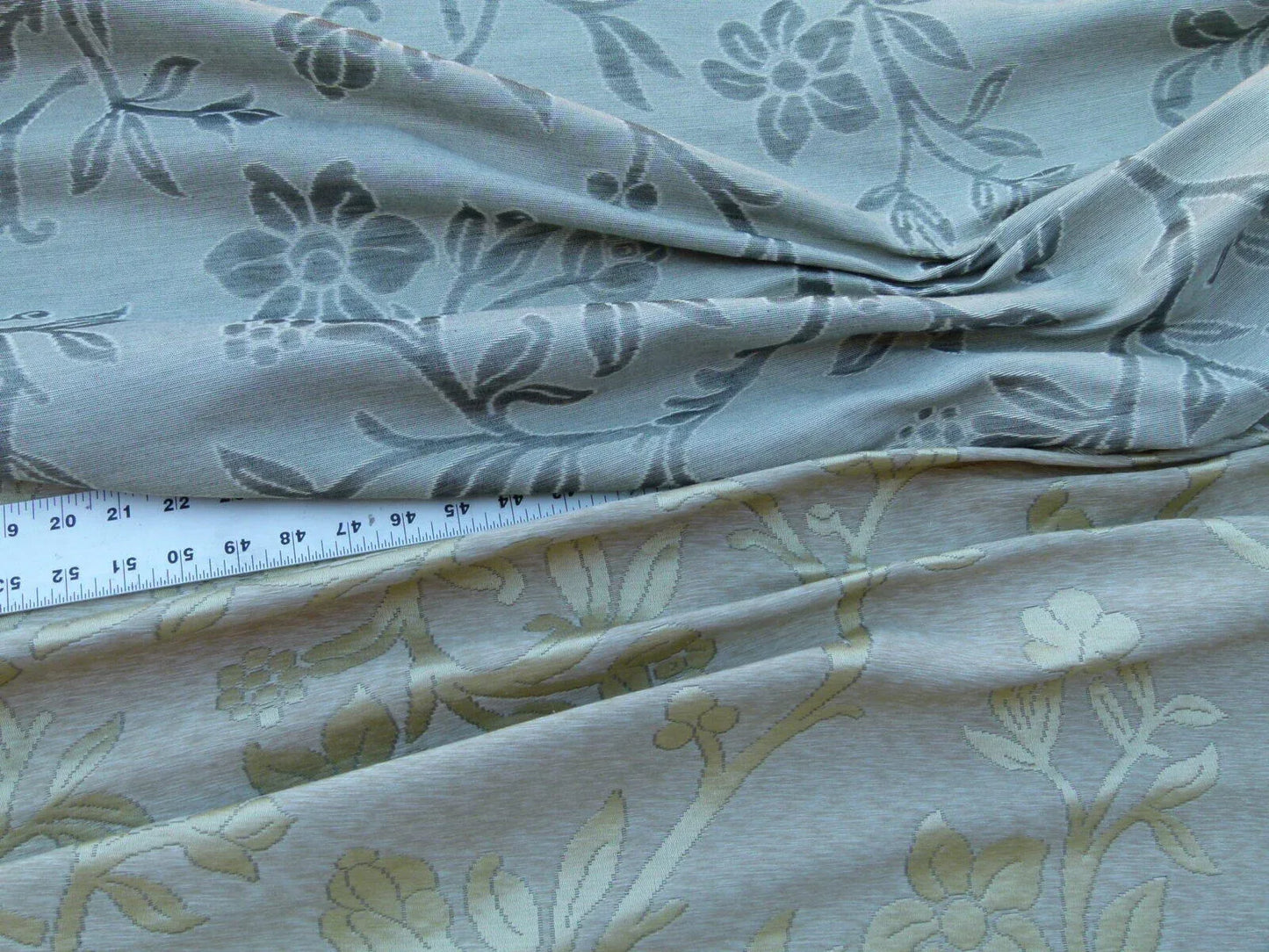Scalamandre Old World Weavers Romantic Sapporo Cream Fennel Green  Gold Silk Linen Lampas MSRP USD 516/y Superb Weight! Vine