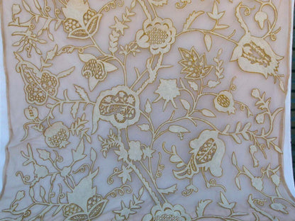 Scalamandre Sikandra Crewel Sheer Ivory Multi Wool Hand Crewel Old World Weavers MSRP USD 770/Y